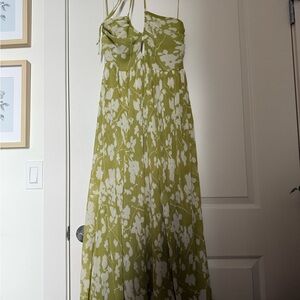 Abercrombie & Fitch Strapless Floral Dress in Green and White